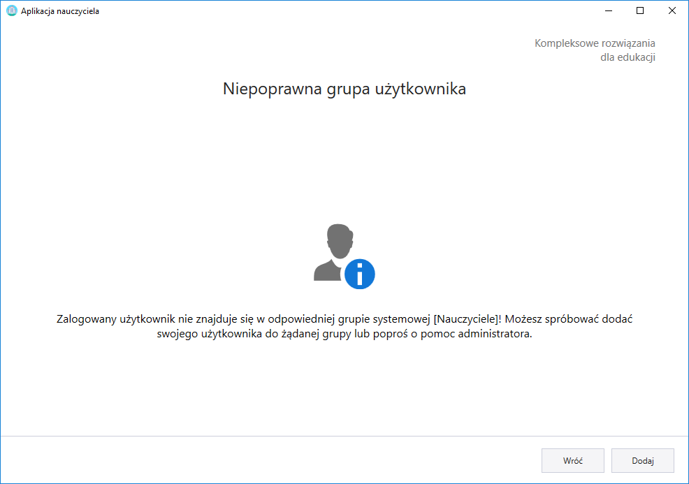 Zła grupa użytkownika