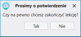 Okno zakończenia lekcji