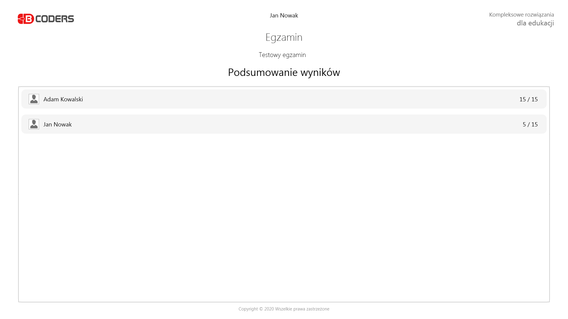 Udostępnione wyniki