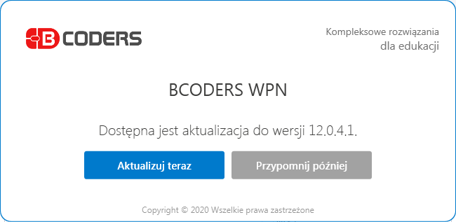 Okno nowej wersji
